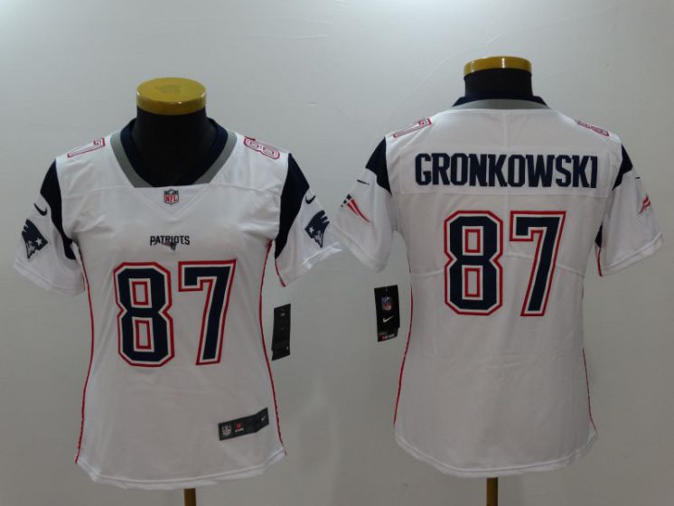 Women New England Patriots 87 Gronkowski White Nike Vapor Untouchable Limited NFL Jerseys